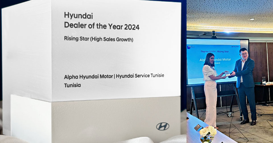 Hyundai Tunisie récompensée pour sa performance exceptionnelle avec le label « Meilleure Progression des Ventes » à l’échelle régionale