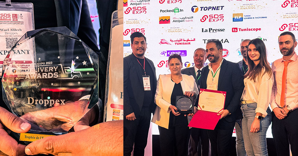 شركة التوصيل السريع التونسية Droppex تحصل على جائزة بجائزة التسليم لعام 2023 في معرض SDS EXPO لسلاسل التوريد