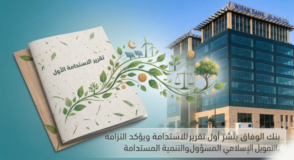 بنك الوفاق ينشر أول تقرير للاستدامة ويؤكد التزامه بالتمويل الإسلامي المسؤول والتنمية المستدامة بنك الوفاق ينشر أول تقرير للاستدامة ويؤكد التزامه بالتمويل الإسلامي المسؤول والتنمية المستدامة